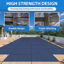 iCOVER Inground Pool Safety Cover, Fits 18x36ft Rectangular Pools with 4x8ft Center End Step, Winter Pool Covers for Inground Pools, Safety Pool Covers, Triple Stitched High Strength, Blue