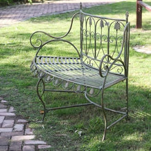 GRFIT Outdoor Bench Garden Bench Vintage Green with Backrest, Double Iron Seating for Outdoor Balcony, for Porch, Patio, Park, Chairs Garden Bench