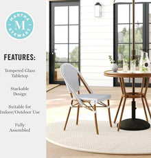Martha Stewart Lily Pond 31.5" Round Bistro Dining Table, White/Navy