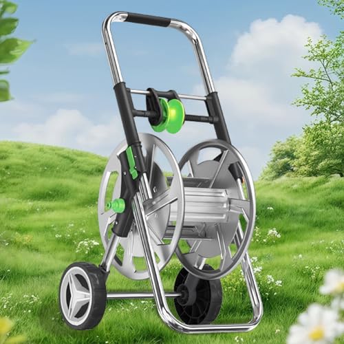 HXYONGN Portable Garden Hose Cart with Wheels - Metal Hose Reel for Easy Storage & nization of Gardening Tools - Mobile Watering Solution for Home & Yard