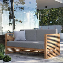 Modway Carlsbad Outdoor Patio Teak Wood Loveseat in Natural Gray