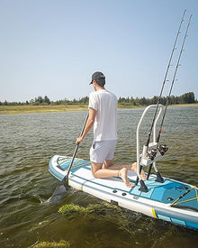 iROCKER Blackfin Model V Inflatable Stand Up Paddle Board Blue Gold