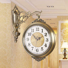 European Style Double-Sided Wall Clock Retro Silent Station Clock Creative 360°Rotating Living Room Bedroom Study Pastoral Outdoor Garden