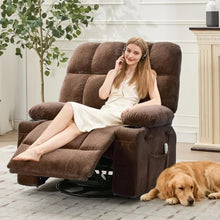 DobleePy Oversized Swivel Rocker Recliner Chair with Heat & Massage, Brown