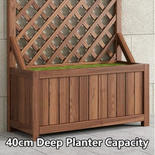 Wood Trellis Planter Box with Deep Base, Vertical Growing Vine Support Lattice Planter, Triangular Bracing Heavy Duty Sturdy Build, Exterior Home Garden Yard(39.4x15.7x59.1in,Open Top)