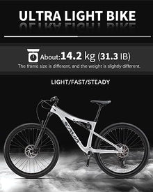 SAVADECK Carbon Fiber Mountain Bike Dual Suspension Bicycle White