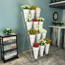 Flower Display stand s with Flower Buckets, Movable Plant Cart Shelf Cut Flowers Container Shelf, Metal Mobile Florist Bouquet stand for Flower Shop, Wrought Ir（Black Frame White Bucket-100×50×110cm）