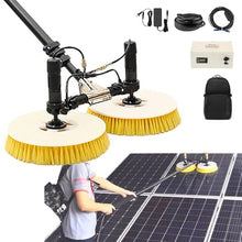 Commercial Solar Panel Cleaner Kit - 70cm Dual Brush Heads | 320RPM Dual Motor | Telescopic Pole (3.5/5.5/7.5m) | Auto Water Feed | Dual Power Supply | for Rooftop/Solar Farm/Power Plant,18ft(5.5m)