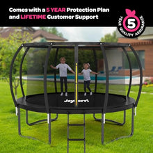 JOYBERRI Trampoline with Net Black - 8Ft to 14Ft, Bonus Sprinkler & LED Lights, ASTM Certified
