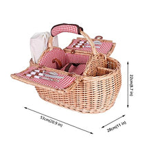 Storage Basket,Picnic Wicker with Cutlery Mat for 2 People Large Baskets with Compartment 53x28x22cm