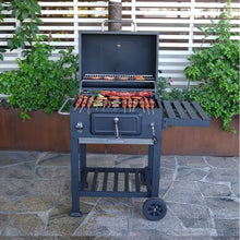 YEWASTI Barrel Charcoal Grill with Temperature Indicator, Large BBQ Grill with Side Shelf for Backyard Cooking, Camping, and Family Gatherings