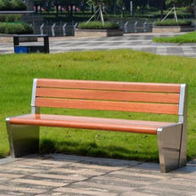 yinxx240708 Heavy-Duty Outdoor Benchs Stainless Steel Frame Wooden Bench, Outdoor Park Backrest Chair Garden Patio Leisure Seating Slatted Seat for Park, Yard & Porch(Large)