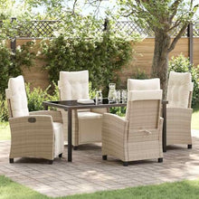 FUDUGEHMIOFWFJJ Modern 5-Piece Garden Dining Set with Cushions, Beige Poly Rattan Outdoor Patio Furniture Set for Backyard, Table and 4 Chairs with Adjustable Backrest, All-Weather