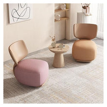 OUTIFUOSSR Wooden Light Luxury Lounge Sofa Chairs, Nordic Living Room Fabric Low Stools, Balcony Leisure Armchairs(Brown Hemp)