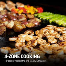 Char-Griller® Flat Iron 4-Burner Propane Gas Flat-Top Griddle with Steel Griddle Top, Hinged Lid, Wind Guards and Instant-Ignition, 775 Cooking Square Inches in Black, Model 8136