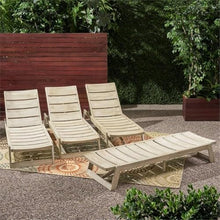 Noble House Maki Outdoor Acacia Wood Chaise Lounge Set of 4 Gray Wash
