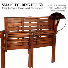 Plow & Hearth Weatherproof Lutyens Eucalyptus Wood Garden Bench | Foldable Patio Benches | Outdoor Furniture Seating for Porch Park Deck | Natural
