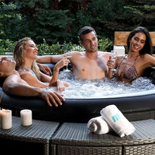 M Spa Premium 6-Person Round Hot Tub with 138 Bubble Jets and Thermal Cover, Black