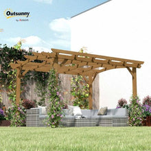 Outsunny 10' x 12' Outdoor Pergola with Arched Roof Wood Gazebo Dark Brown