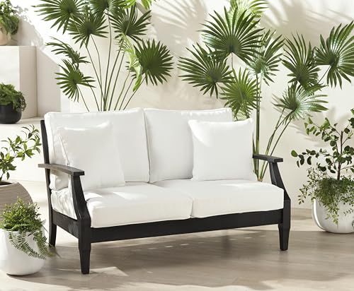 Safavieh Martinique Solid Wood Patio Loveseat Black/White