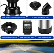 OKSTENCK Floating Pond Fountain 1HP 110V 750W with 98Ft Power Cord, Featuring a Timer,2 Fountain nozzles,Metal Pond Waterfall Pump.