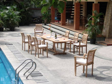 WholesaleTeak Grade-A Teak Wood Extra Large Double Extension 117" Mas Rectangle Dining Table with Trestle Legs #WHDT118RM