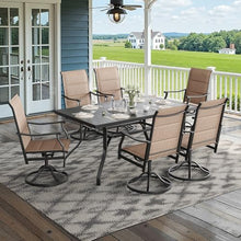 Soohow Swivel Outdoor Dining Chairs Set of 6, Patio Swivel Dining Chair with Textilene Fabric, Outdoor Metal Armchair All Weather Resistant, Ergonomic Comfort, Perfect for Patio, Backyard, Balcony