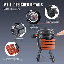 24" Ceramic Barbecue Grill Smoker Portable Round Outdoor Grill for Patio