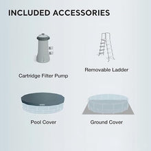 14ft x 42in Round Metal Frame Above Ground Swimming Pool with Pump, Gray