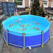 Etlegor Aquarium Pool Pond with Stand, Pool Above Ground Circular Canvas Fish Pond Upgrade Large Water Tank with Drain Valve for Garden Farmed Koi,Children's Play Pool (Color : Blue, Size : 2x0.6m)