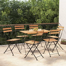 JKSVTF 7 Piece Folding Bistro Set Solid Wood Acacia and Steel, Garden Table and Chairs, Garden Chairs Set, Patio Set, Outdoor Table and Chairs