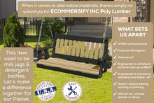 Mission Poly Lumber Wood 5FT Cupholders Porch Swing Amish Craftsmandship Made in USA HDPE with No Wood fibers 1000 lbs Limit. Stainless Steel Hardware for Patio Outdoor Backyard Garden Park