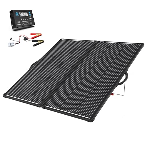 PowerECO 200W Portable Solar Panel Kit with 20A Waterproof PWM Controller, Foldable and Lightweight for RV, Camping, Boats, and Off-Grid Systems