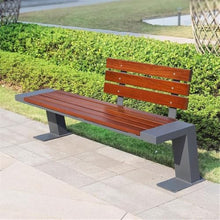 GRFIT Outdoor Bench Garden Chair with Backrest for Outdoors, Wooden Bench with Stainless Steel Frame, for Balcony Seats, Patio and Porch Garden Bench (Small)