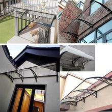 Outdoor Polycarbonate Cover,Window Door Awning Canopy, Patio Awning Canopy Window Door Cover for UV Rain Snow Sunlight Protection, Transparent & Black Bracket,100×350cm/39×137.8in