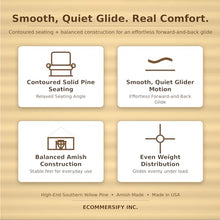 4 FT GREY Porch MISSION Glider Bench for 2 Person, Amish-Made Solid Pine Wood Patio Glider, Smooth Glide, Balanced Construction, Even Weight Distribution, Relaxed Seating Angle, Made in USA