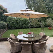 OROTLECT 12 FT Round Lighted Cantilever Umbrella With Base,Beige