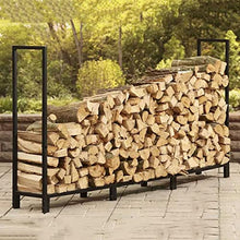 TXGJWRA 8ft/12ft Outdoor Heavy Duty Log Rack Firewood Storage Rack Holder Indoor Outdoor Wrought Iron Fire Log Stacker Stand Patio Wood Pile Rack Black,Black-12ft