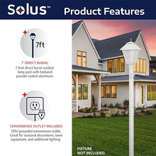Solus 7-Foot Direct Burial Lamp Post – Outdoor Aluminum Light Pole with 120V Convenience Outlet – Fits Standard 3" Fixtures – Black, Bronze, or White – Made in USA, (White, Set of 4)