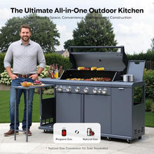 Brand-Man 6-Burner Gas Outdoor Kitchen Grill Island with Side Burner