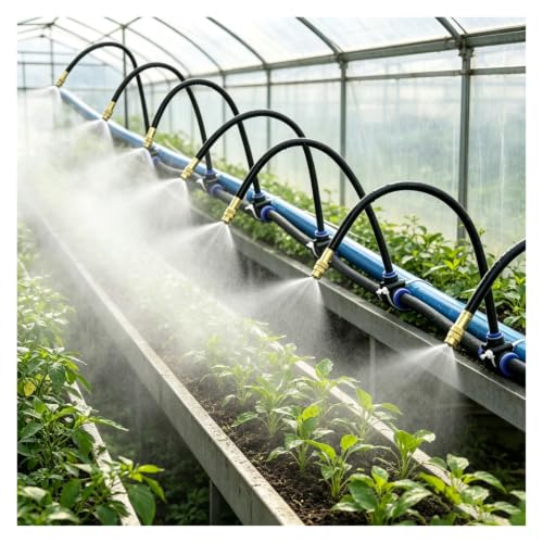 Greenhouse Misting Kit, Plant Spray System with Adjustable Nozzles