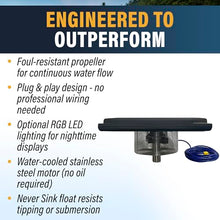 Outdoor Water Solutions Floating Pond Fountain 3/4HP – Classic Series Aerating Electric Fountain, Aerating Nozzle, 230V, 200ft Power Cable for Large Ponds