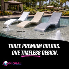 Global Pool Products 2 Lounge Chairs with Connecting Table - Outdoor Chaise Lounge - Patio Lounge Chair with Table for All Pool Types - White