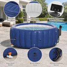 Inflatable Hot Tub, Round Blow up Portable Hot tub, Smooth Easy-Wipe Interior, Convenient Side Drain Spout, Blow Up Hot Tub for Backyard