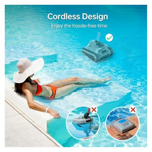 Robotic Pool Vacuum for Inground Pools: Cordless Robot Cleaners 180W Suction Auto Vacuums Wall