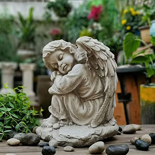LSHAOBO Little Girl Garden Statue on Angel Sculpture Heart, Memorial Gift, Angel Statue with Wings for Home, Lawn or Garden(Color:B-Right)