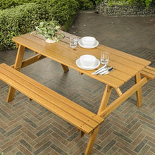 JONATHAN Y Shoreham Eucalyptus Wood Outdoor Picnic Table, 59", Teak Brown