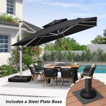 12 Feet Square Double Top Deluxe Patio Umbrella With Steel Plate Base,Black