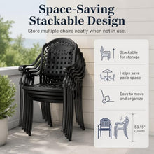 OROTLECT 6 Pack Cast Aluminum Patio Dining Chairs with Armrests, All Weather Outdoor Bistro Chairs, Removable Navy Blue Cushions, Lattice Back Metal Arm Chairs for Garden Backyard Deck Porch