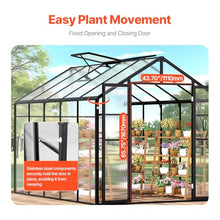 VEVOR Polycarbonate Garden Greenhouse, 8 x 10 Ft, with 2 Ventilation Windows, Hinged Door, Pavilion Style, Large Aluminium Greenhouse Kit, Flower Plant Shelter for Outdoors, Backyard